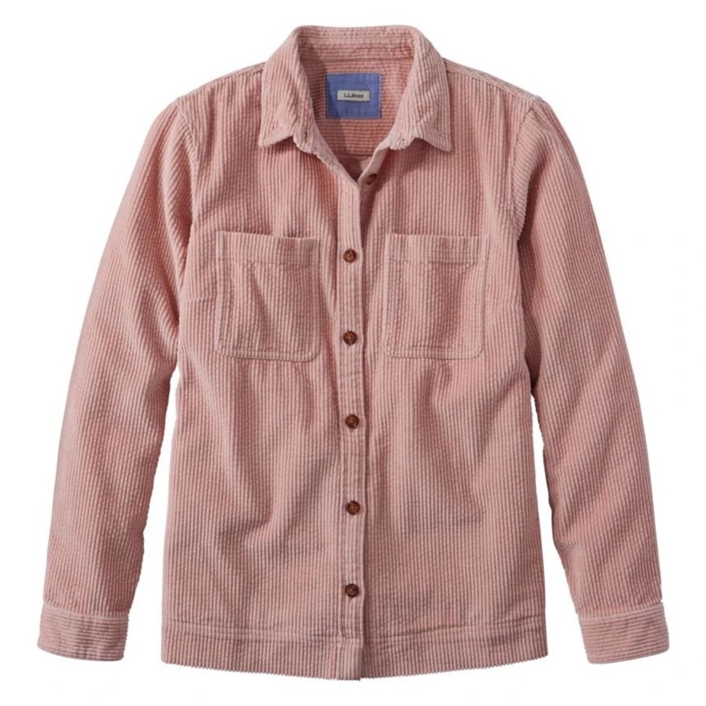 L.L. Bean Comfort Corduroy Relaxed Shirt in Pink/Orange Size M